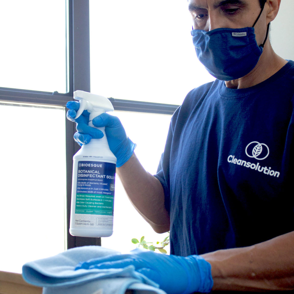 Cleaner using eco-friendly cleaning products.